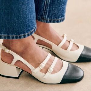 Sezane Paula Babies Ecru/Black Size 38 (7.5)